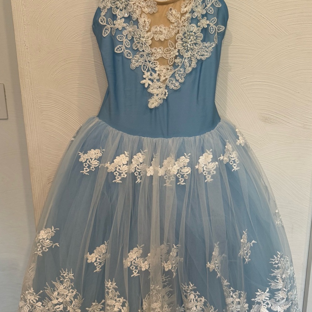 Blue and White Kids Ballet Costume